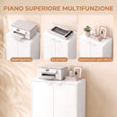 Mobiletto da Ufficio 60x33,5x108 cm con 3 Ripiani e Ante in Truciolato Bianco      