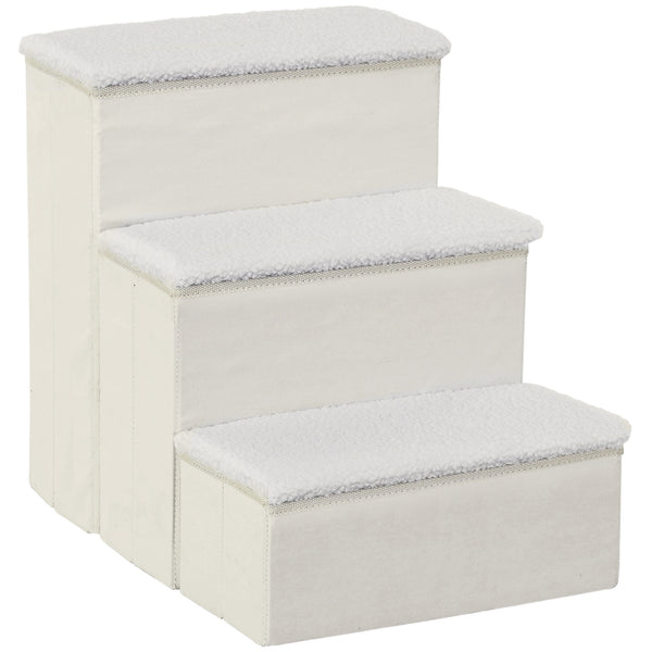 prezzo Scaletta per Cani e Gatti 3 Gradini Pieghevole e con Vano Contenitore 40x54x48 cm Bianco