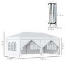 Gazebo Pieghevole 6x3m Funi e Picchetti Bianco