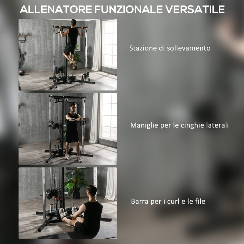 Stazione Fitness per Allenamento Totale 170x139x200 cm Power Tower in Acciaio Nero  