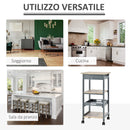 Carrello da Cucina Portavivande 37x37x76 cm in Legno di Pino e MDF Grigio
