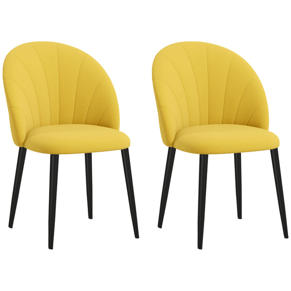 sconto Set 2 Sedie Design Nordico 52x54x79 cm Tessuto Effetto Velluto Giallo