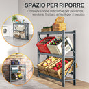 Scaffale Autoportante a 3 Livelli Ripiani Regolabili per 6 Casse di Bevande 110x30x110 cm Grigio
