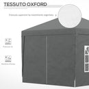 Gazebo da Giardino 3x3 m Pieghevole con 4 Pannelli Laterali in Acciaio e Tessuto Oxford Grigio   