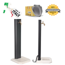 Fontana da Giardino Design a Colonna Ovale Rubinetto in Ottone con Base in Cemento Verde