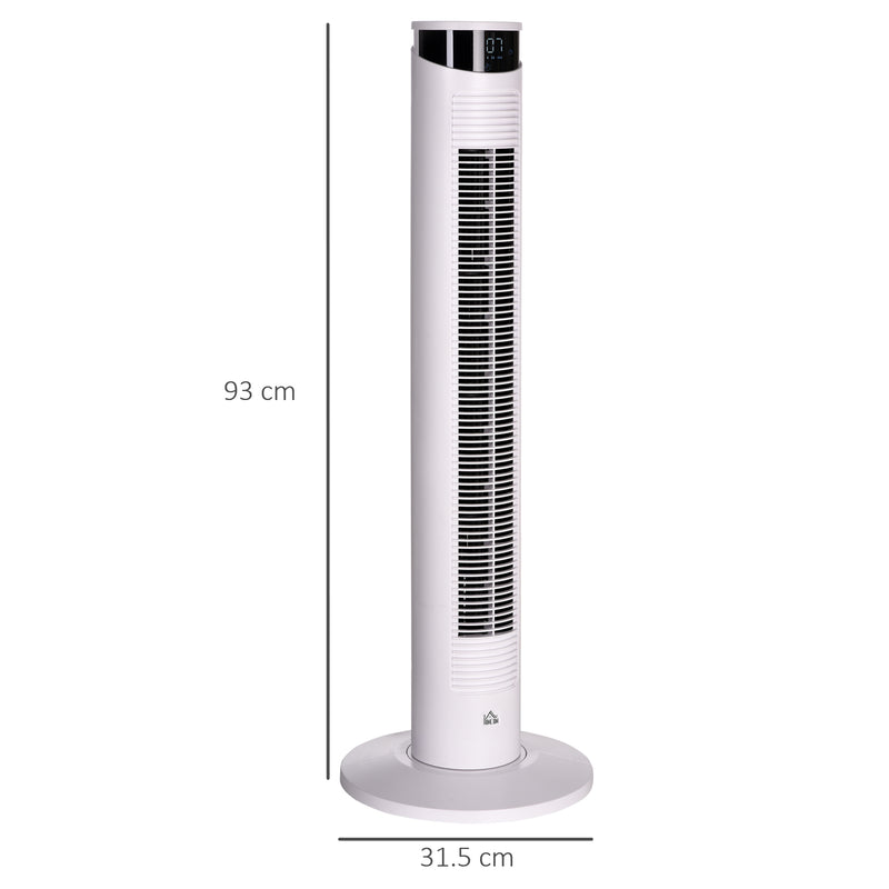 Ventilatore a Torre 45W a 4 Modalità e 3 Velocità con Timer da 12h Ø31.5x93 cm in ABS e Alluminio Bianco-3