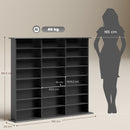 Mobile Porta CD a 8 Livelli 145x24x126,3 cm con 18 Ripiani Regolabili e 24 Scomparti per 1032 CD o 594 DVD in Truciolato Nero      