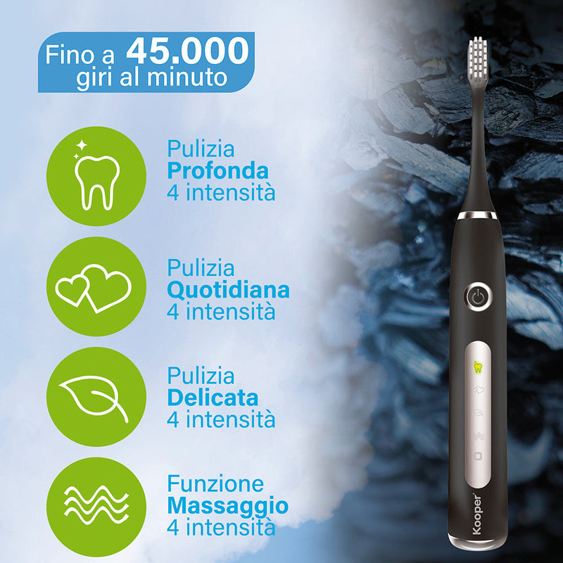 Spazzolino Sonico Elettrico Ricaricabile Kooper Identity Nero