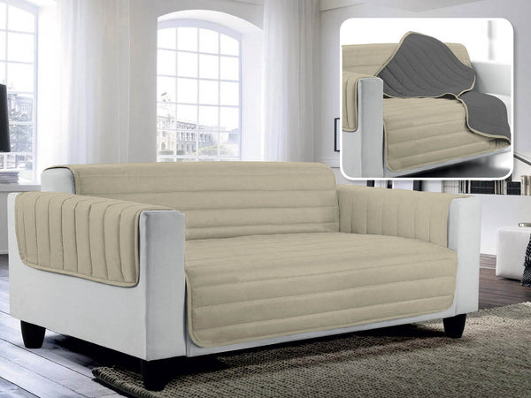 acquista Doppelseitig gesteppter Sofabezug aus taubengrauer und dunkelgrauer Mikrofaser