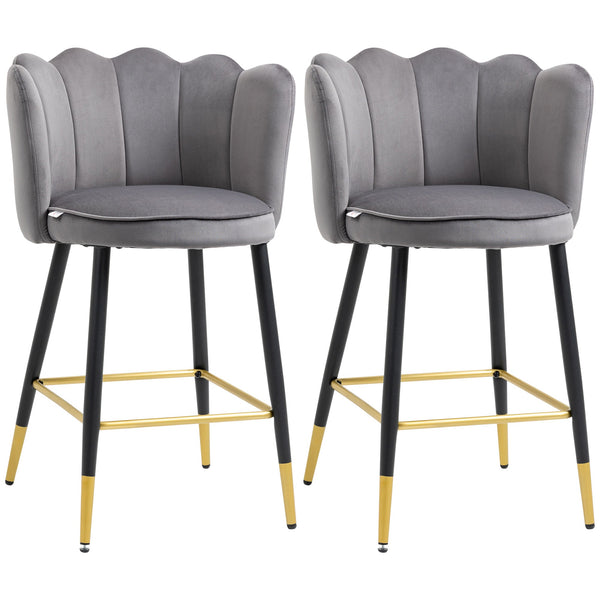 Set 2 Sgabelli 59x52x90 cm in Tessuto Poliestere Vellutato Grigio sconto