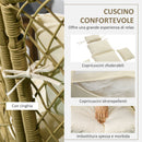 Sedia da Giardino a Uovo con Seduta Imbottita e Poggiatesta 88x85x143 cm in Rattan PE e Acciaio 