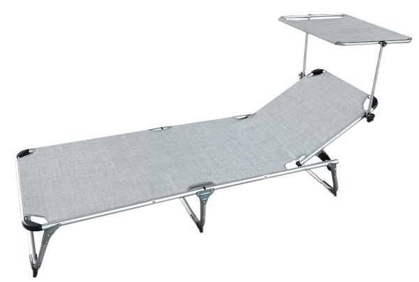 Lettino Prendisole da Giardino Pieghevole con tettuccio in Acciaio e Textilene Grigio Melange sconto