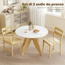 Set di 2 Sedie da Pranzo 42x45x80 cm con Schienale Curvo e Seduta a Doghe in Bambù Colore Naturale      