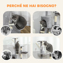 Albero Tiragraffi 60x35x134 cm Torre per Gatti con Casetta Trespolo Piattaforme e 4 Topolini in Legno Peluche e Sisal Grigio      