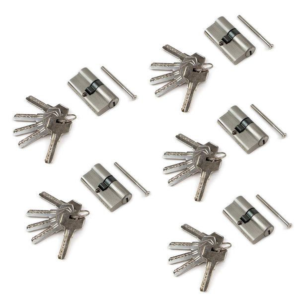 Emuca Satin Nickel Aluminium Türschlosszylinder 30+30mm langer Hebel 5 Schlüssel online
