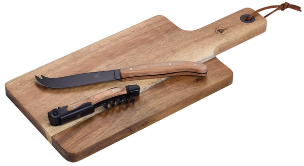 online Wein- und Käseset 1 Messer 1 Korkenzieher 1 Wurstbrett aus Holz