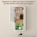 Pensile Bagno 30x17x67 cm con Ripiano Aperto e Armadietto in Legno Bianco e color Legno      