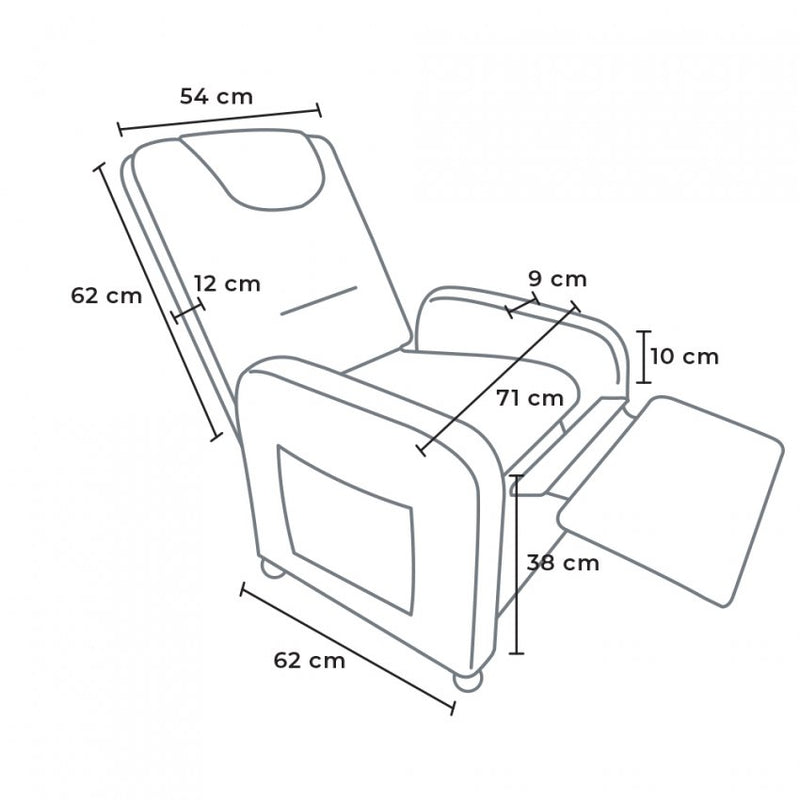 Poltrona Relax Reclinabile Manuale 62x71x100 cm in Tessuto Nero