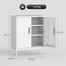 Armadietto da Ufficio 80x40x100 cm a 2 Ripiani Regolabili con Serratura e 2 Chiavi in Acciaio Bianco      