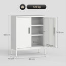 Armadietto da Ufficio 80x40x100 cm a 2 Ripiani Regolabili con Serratura e 2 Chiavi in Acciaio Bianco      