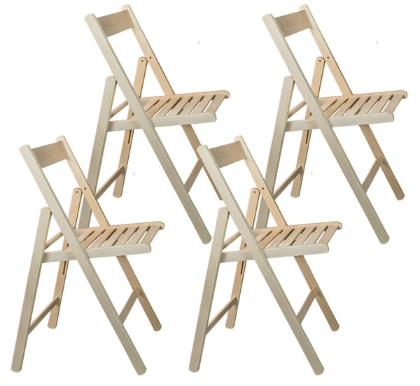 sconto Set mit 4 Klappstühlen 47,5 x 42,5 x 45/79 cm aus rohem FSC-Buchenholz