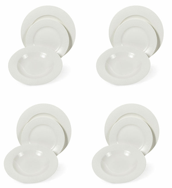 Tafelservice aus weißem New Bone China, 12-teilig sconto
