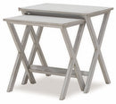 Set 2 Tavolini Rettangolari in Legno Soriani Grigio Anticato