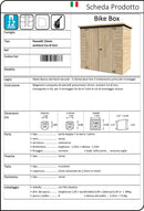 Casetta Box da Giardino per Bici e Secchi Differenziata 1,93x0,98m Senza Pavimento in Legno Abete 12mm Bike Box