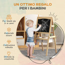 Lavagna 3 in 1 con Cavalletto per abambini 58x50,5x109 cm con Cestini Legno Naturale