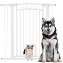 Cancelletto di Sicurezza con Estensioni 76-104 cm e Porta per Gatti Bianco   
