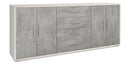 Mobile Basso 4 Ante 4 Cassetti 203x84x41 cm Ossido Bianco/Cemento