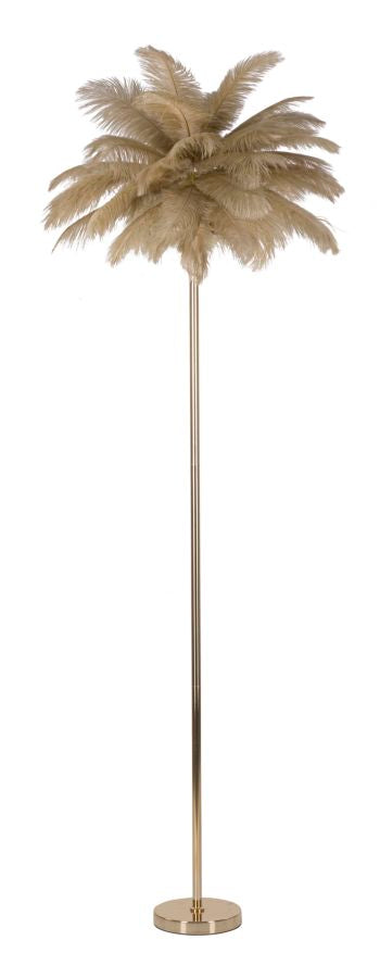 acquista Lampada da Terra Palm Cammello Ø55x160 cm in Ferro e Plastica Oro e Cammello
