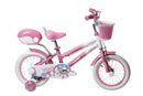 Bicicletta per Bambine Unicorn 16 Pollici con Stabilizzatori Bauletto e Cestino Rosa Rosa  