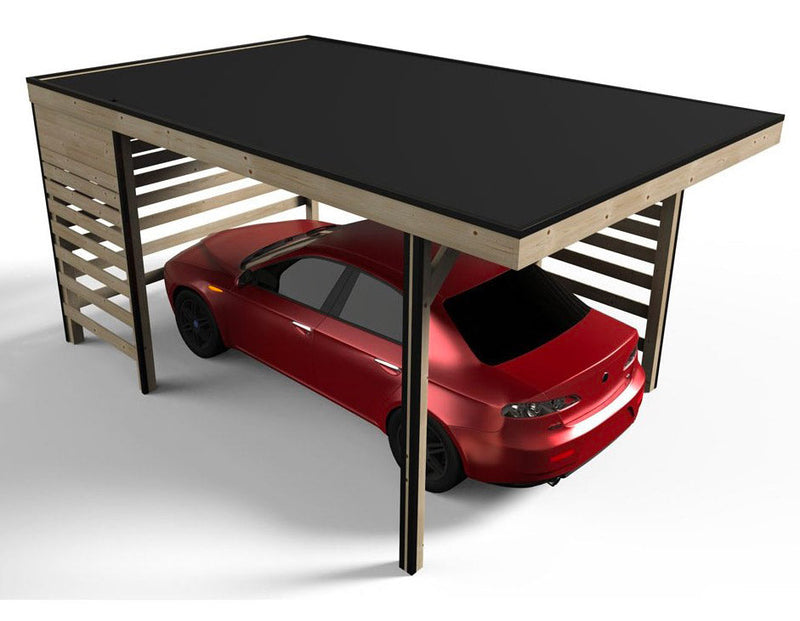 Box Auto Garage da Esterno 3,02x4,38m Senza Pavimento in Legno Abete Carport 