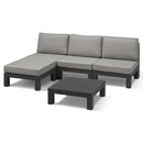 Set Salotto da Giardino in Resina 3 Sedute + Penisola e Tavolino