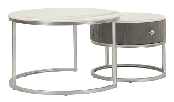 Tavoli da Caffè Greys Coppia Ø70x45 cm - Ø50x40 cm in Pino e MDF e Metallo sconto