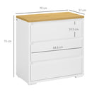 Cassettiera 3 Cassetti 70x37x75 cm in Truciolato Bianco