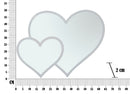 Specchio Glam Bianco Double Heart 65x2x50 Misura Interna 60x45 cm in Ferro e MDF Bianco