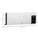 Termoventilatore da Parete Oscillatorio 54,5x12x21,5 cm 2 Modalità di Riscaldamento Bianco