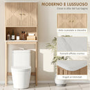 Mobile Sopra WC 66x25x168 cm con Armadietto a 2 Ante Ripiano Aperto e Barra Inferiore in MDF Rovere      