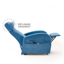 Poltrona Alzapersona Elettrica 2 Motori 74x85x160 cm in Tessuto Azzurro