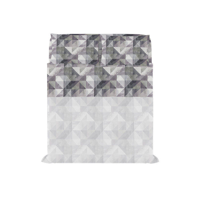 Set Lenzuola con Stampa Sopra Sotto e Federe Linea River Sepik Grey Varie Misure