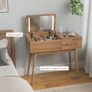 Tavolo da Trucco con Specchio a Luci LED 100x40x87 cm con Organizer Interno Rivestimento in Melamina Noce  