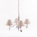 Lampadario da Soffitto Ø47x40A cm a 4 Bracci Decorazione Cuore Decapè Bianco Ecrù