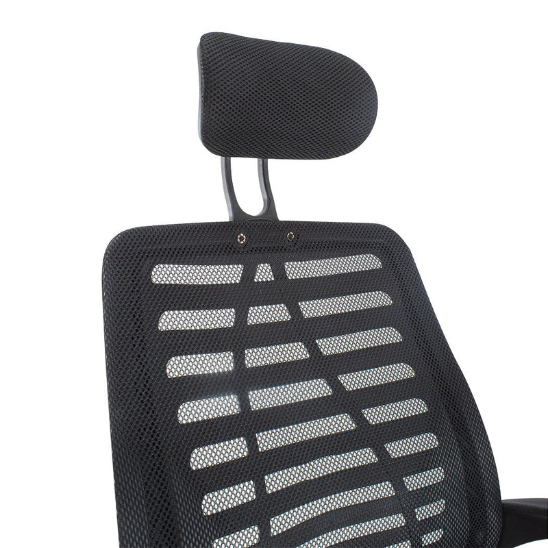 Sedia Poltrona Direzionale da Ufficio con Poggiatesta e Braccioli Nero