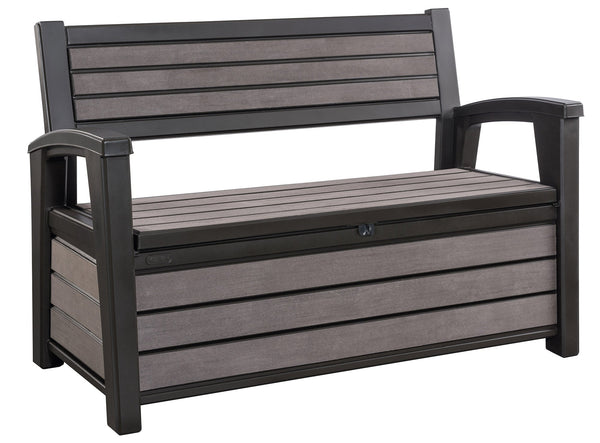 sconto Gartencontainerbank 132,7x89x61,2 cm aus Kunstharz Keter Hudson Bench Anthrazit