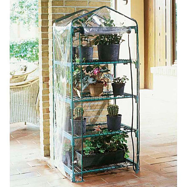 prezzo Garten-Gewächshaus aus Stahl, 4 Regale mit grüner Azaleen-Rama-Abdeckung