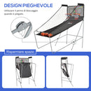 Canestri Basket con Tabellone LED 205x110x205 cm 4 Palloni e 8 Modalità di Gioco Bianco e Nero   