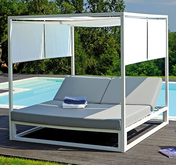 Aluminium-Himmelbett für den Außenbereich 195 x 195 x 200 cm Vorghini Baldachin Creme online