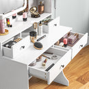 Consolle Trucco con Luci LED 3 Tonalità Specchio e Prese USB 90x45x160 cm Bianco  
